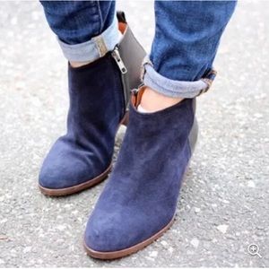 Madewell Blue & Black Charley Suede Ankle Booties Size 7